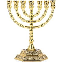 Brtagg Menorah Candle Holder with 7 Branches and 13 cm Height - Inspired by the 12 Tribes of Israel and Jerusalem - Perfect for Jewish Gifts - Model 2706