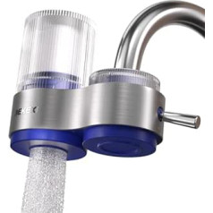 DEKEXI ūdens filtrs Krāna ūdens filtrs krāna dzeramā ūdens filtrs mājas virtuvei aktīvā ogle ar samazinātu hlora saturu Sliktas garšas metāla korpuss ar 1 rezerves filtru (zils)