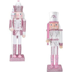 Wooden Nutcracker Ornaments 30cm Pink Large Nutcracker Doll Standing Pine Christmas Nutcracker Soldier Nutcracker Doll Pendant for Classic Traditional