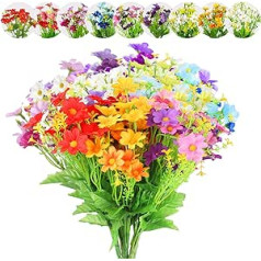 12 Bundles Artificial Flowers, 9 Colors UV Resistant Daisy Silk Artificial Flowers Plastic Flowers for Indoor Outdoor Hanging Planter Home Garden Decoration