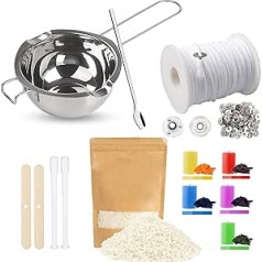 ALLAVA Candle Making Set, Candle Making Kit with 500 g Candle Wax, 61 m Candle Wick, Wax Melting Pot, 5 Candle Colours, Wick Holder, Candle Wick for Candle Making Candle DIY