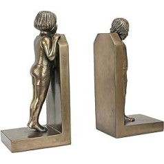 Design Toscano PD3526 'Einfachheit‘, Skulpturale Kinder-Buchstützen im Jugendstil, Paar, Resin, Bronze, 7.5 x 9 x 19 cm