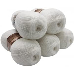 5 x 100 g Alize Angora Gold Simli Glitter Wool, Effect Wool, Plain, 500 g Metallic – Vilna ar 20% vilnas saturu (White 55)