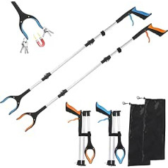 Pack of 2 Foldable Grippers, 109 cm Grabber for Seniors, 360° Rotatable Rubbish Tongs, Tool with Magnetic Tips, Rubbish Tongs for Waste Collection, Arm Extension