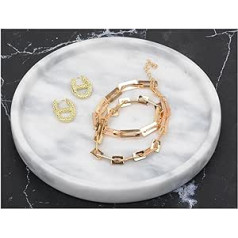18 cm Marble Jewellery Plate, Round Cosmetic Tray, Perfume Tray, Large Volume, Non-Slip and Non-Discolouring, Suitable for Dresser, Bedroom, Bathroom