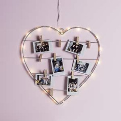 Lights4fun 18 Micro LED Heart Silhouette with Clothes Pegs Photo Fairy Lights Battery Operated Timer Mother's Day Gift Decoration Mother's Day