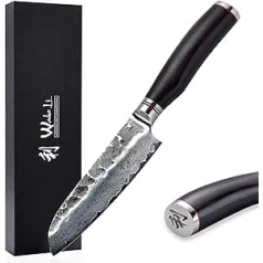 Wakoli EBO Premium mazs Santoku nazis ar 12 cm asmeni un āmuru 67 slāņu I Damaskas nazis virtuves nazis un profesionāls šefpavāra nazis