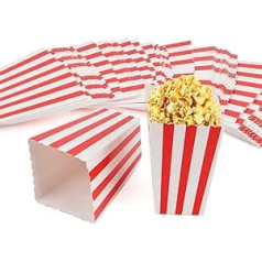 JAPCHET 120 Stück Popcorn-Boxen, gestreifte Papier-Popcorn-Geschenkboxen, Popcorn-Kartonbehälter für Filmabend, Geburtstag, Party