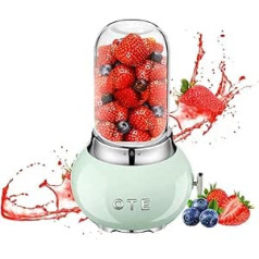 OTE Portable Personal Stand Mixer, Glass Mixer Juicer, Stainless Steel Case and 400 ml Thick Borosilicate Glass Design, Stand Mixer, Mini Blender, 20,000 RPM, Suitable for Juices, Travel, BPA-Free,