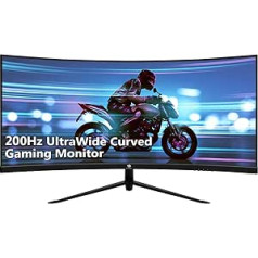 Z-Edge 30 collu izliekts spēļu monitors 200 Hz 1 ms MPRT, 21:9 īpaši plats 2560 x 1080 R1500 izliekts ekrāns, FreeSync, HDMI, DisplayPort, RGB gaisma, skaļrunis - melns