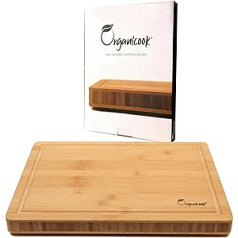 Bamboo Chopping Board | Stunning Design | Large Cutting Block | 40 cm x 30 cm x 3 cm Thick | Organic Fair Trade Wood | Environmentally Friendly Wood | Healthy Formaldehyde-free and Antibacterial