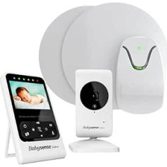 BABYSENSE Babysene V24R bērnu monitors ar sensora paklājiņiem un kameru: Babysene video mazuļu monitors + kustību un elpošanas novērošanas pilns komplekts bērna uzraudzībai