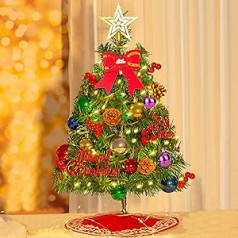 60 cm Mini Christmas Tree Small Christmas Tree with Lighting 20 LEDs Artificial Christmas Tree Small Battery Operated for Christmas, Advent Christmas Decoration