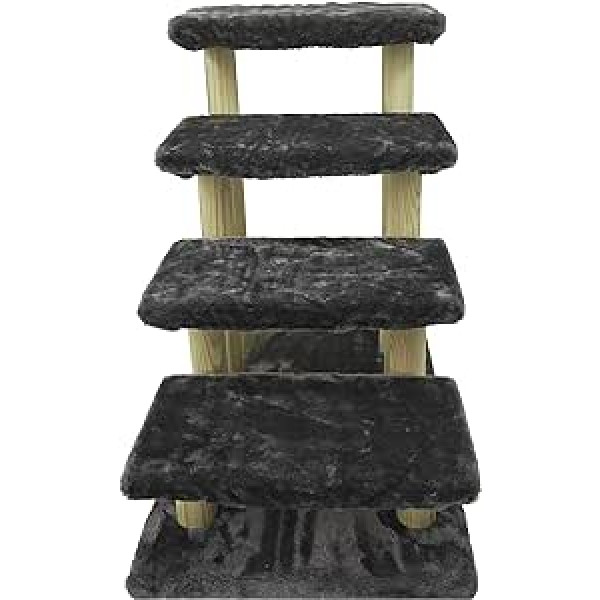 HAIBEIR Wooden Pet Stairs 4 Steps Cat Dog Stairs with Removable Carpet for Cabin Bed Couch