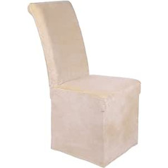 Homaxy Velvet krēslu pārvalki, gari stiepjami ēdamistabas krēslu pārvalki, plīša, mazgājami, noņemams krēsla pārvalks (bēšs, 4 komplekts)