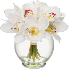Oairse Mākslīgie ziedi Cymbidium stikla vāzē ar mākslīgo ūdeni Mākslīgie ziedi Mākslīgie ziedi kā īsti ar īstiem pieskārienu ziediem Galda noformējums Palodzes dekors, balts