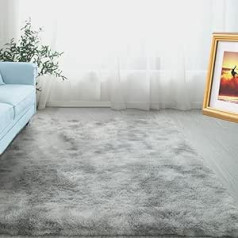 ABWXN Fluffy Deep-Pile Shaggy Rug for Bedroom, Living Room, Children's Room, Teenager's Room (120 x 160 cm, Light Grey)