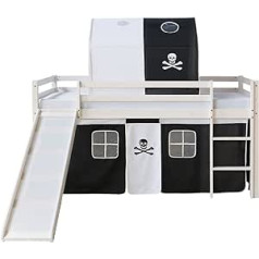 Homestyle4u Slide/Black 90x200 Children's Loft Bed Children's Bed Pine