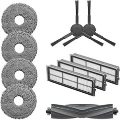 Dreame Dreamebot L10s Pro piederumu komplekts — 1 galvenā suka, 2 sānu suka, 3 putekļu filtri, 2 pāri mopu