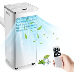 GOPLUS 4-in-1 mobilais gaisa kondicionētājs 7000 BTU, mini gaisa kondicionieris ar gaisa dzesētāju, ventilatoru un sausinātāju, gaisa kondicionētājs ar tālvadības pulti, miega režīms, taimeris, bērnu atslēga un riteņi, telpām līdz