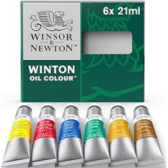 Winsor & Newton 1490617 Winton, Fine High-Quality Oil Paint with Even Consistency, High Coverage and Pigment-Rich – Oil Paint Set 6 Colours in 21 ml Tubes