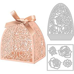 INFUNLY Chocolate Box Cutting Dies Rose 3D Gift Box Metal Cutting Dies Flower DIY Christmas Decorative Gift Box Cutting Dies for Wedding, Party, Valentine's Day, Halloween, Birthday Decoration