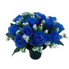 SFS Mākslīgie ziedi 12 galviņas podā Mākslīgie ziedi ideāli piemēroti dārza kapiem Āra Mākslīgie ziedi kapiem (zili)