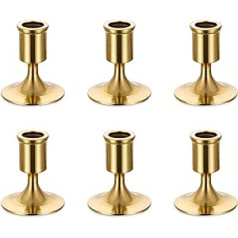 Romadedi Candle Holder Gold Taper Candles Metal - Set of 6 Candle Holders Taper Candle Stand Vintage Morden Decoration for Wedding Table Decoration Christmas Living Room Advent Wreath