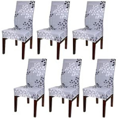 BTSKY Moderne, schlichte Stuhlbezüge, dehnbar, abnehmbar, belastbar, waschbarer Schonbezug für den Esszimmerstuhl, Schutzabdeckung/Husse (ohne Stühle) Grey Flower