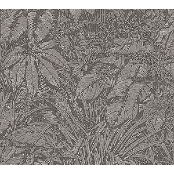 Livingwalls Wallpaper Grey Jungle Wallpaper 395607 High-Quality Non-Woven Wallpaper Floral with Subtle Metallic Effect in Silver 10.05 m x 0.53 m Made in Germany