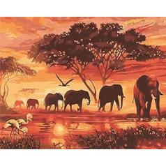 Wowdecor DIY Painting by Numbers for Adults / Children / Girls, Forest / Elephant Family / Unicorn / Wolf, 40 x 50 cm, Pre-Printed Canvas Oil Painting