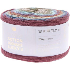 Bobbel Rico Creative Cotton Degrade Lucky 8 Forest (13), 200 g gradienta vilna tamborēšanai vai adīšanai