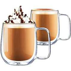 Cmxing divsienu glāžu komplekts, termiskā stikla kafijas glāze, dzeramās glāzes, 2-daļīgs espresso, tējas, latte, kolas, kapučīno dzērienu komplekts