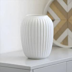 White Vase, Small Decorative Vases Made of Ceramic, Modern Flower Vase for Indoor Table Decoration, 20 cm, White