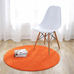 Fouriding Plain Round Rug, Soft Short Pile Rugs for Living Room, Dining Room, Children's Room, Bedroom and Kitchen, Orange, 80 cm