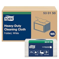 Tork Chiffon de nettoyage ultra-résistant blanc W8, multi-usages, 8 x 45 chiffons, 530150