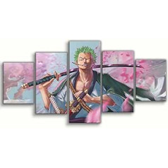 Generisch Pack of 5 Anime Zoro Canvas plakātu sienas mākslas dekoru izdruka Wano lauku stilā dzīvojamās istabas guļamistabas dekorēšanai, pusaudžu dāvana bez rāmja 60 x 32 collas