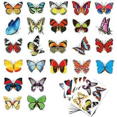 Window Stickers for Glass, 24 Pieces, Spring Summer Window Stickers, Butterfly Stickers, Glass Stickers to Avoid Bird Strikes on Door Windows