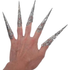 Lurrose Fingernail Claw Gredzenu komplekts, kurā ir 5 vecās karalienes nagu nagu nags, pirksta nags sievietēm, Helovīna Cosplay deju šovs