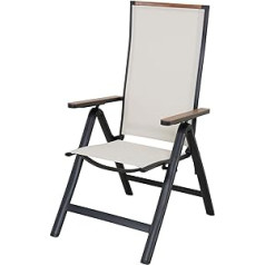 Grand patio Aluminium Garden Chair, Dining Chairs with Armrests, Folding Chair, Textilene Weatherproof, 6-Way Adjustable Backrest (Beige)