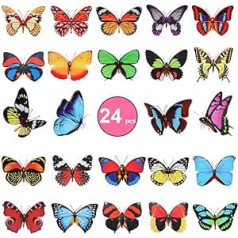 24 Pieces Large Butterfly Window Clings, Butterfly Anti-Collision Window Stickers, Non Adhesive Vinyl Decals to Distract Birds, Multicolor