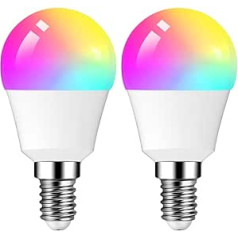 DOGAIN Alexa Smart E14 LED WiFi Lamp, RGB LED G45 Light Bulb, Dimmable Bulb, 6 W 2700-6500 K + RGB 16 Million Colours, No Hub Required, Compatible with Alexa Echo, Google Home 2.4 GHz (Pack of 2)