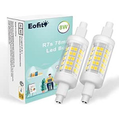 Eofiti 2 x R7s LED 78 mm 8 W LED R7S Dienas gaisma 6000 K Vēsi Balta J78 Lampa 720 lm Aizstāj 70 W Halogēna spuldze 230 V 83 Ra High CRI 20 mm Plāns Viegli nomaināms