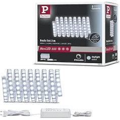 Paulmann 70665 LED Stripe MaxLED 500 Basisset 3m Tageslichtweiß 6500K beschichtet incl. 1x17 vatu dimmbar Lichtband Silber Kunststoff