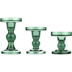 Lewondr Resin Marble Style Candle Holder, 3 Pieces Candle Holders in Different Sizes, Table Decoration, Tea Light Holder for Romantic Dinner, Wedding, Christmas, Birthday, Green