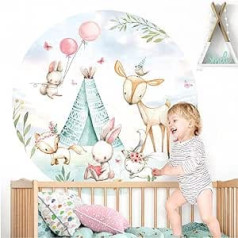 Little Deco DL621 Wall Sticker Children's Room Wall Picture Forest Animals with Balloon Wall Sticker Baby Wall Decoration Playroom Wall Sticker Bedroom Wallpaper Self-Adhesive