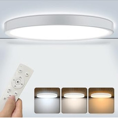 Brisplen LED griestu apgaismojums, aptumšojams ar tālvadības pulti, apaļš 30 cm x 2,5 īpaši plāns 3000 K - 6000 K griestu apgaismojums 24 W moderns dzīvoklis, IP44 guļamistabai/viesistabai/virtuvei/biroja/bērnu istabai