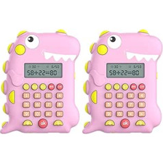 Abaodam 2St Dinosaurier-Rechner Spielzeug für Kinder Rechner aus Kunststoff Mädchen Spielzeug Bürodekoration Tragbares Cartoon-Mathe-Spielspielzeug Schulrechner Tasche geneigte Maschine