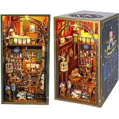 Rezervējiet Nook Wooden Dollhouse, DIY miniatūru mājas puzles modeli ar LED gaismām Mājas bibliotēkas dekorēšanai svētku dāvana (KIT 1)