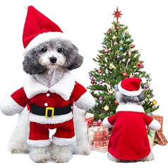 Cykapu Cat Ziemassvētku tērps, Suņu Ziemassvētku kostīmi ar Ziemassvētku vecīša cepuri, Ziemassvētku mājdzīvnieku apģērbs, uzvalks Ziemassvētku kapuci mētelis suņiem kucēniem kaķiem Cosplay ballīte (XX liela)